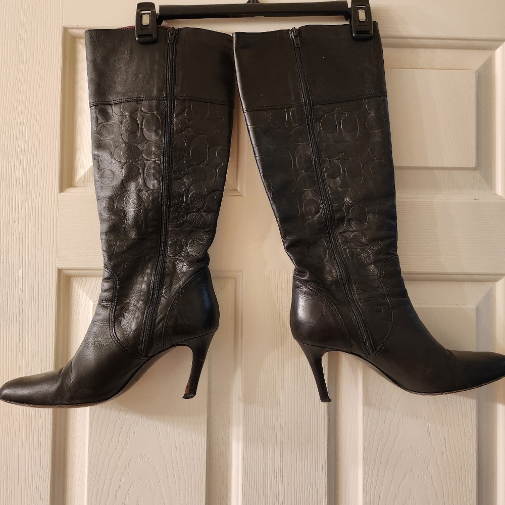 Coach black leather boots